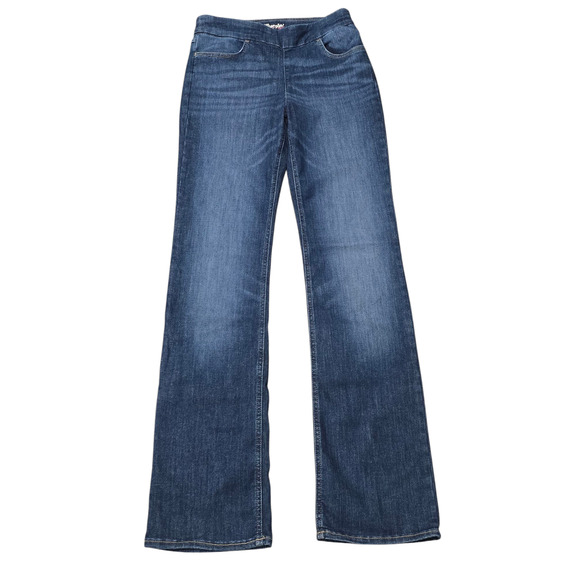 Wrangler Denim Blue Jeans Straight Leg Elastic Waist M Tall - Picture 1 of 7